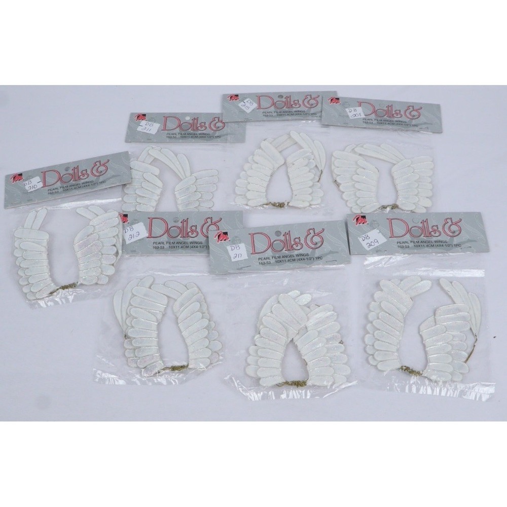 7‎ VTG Mangelsens Pearl Film Angel Wings Doll Craft Parts Pink White Glitter NOS